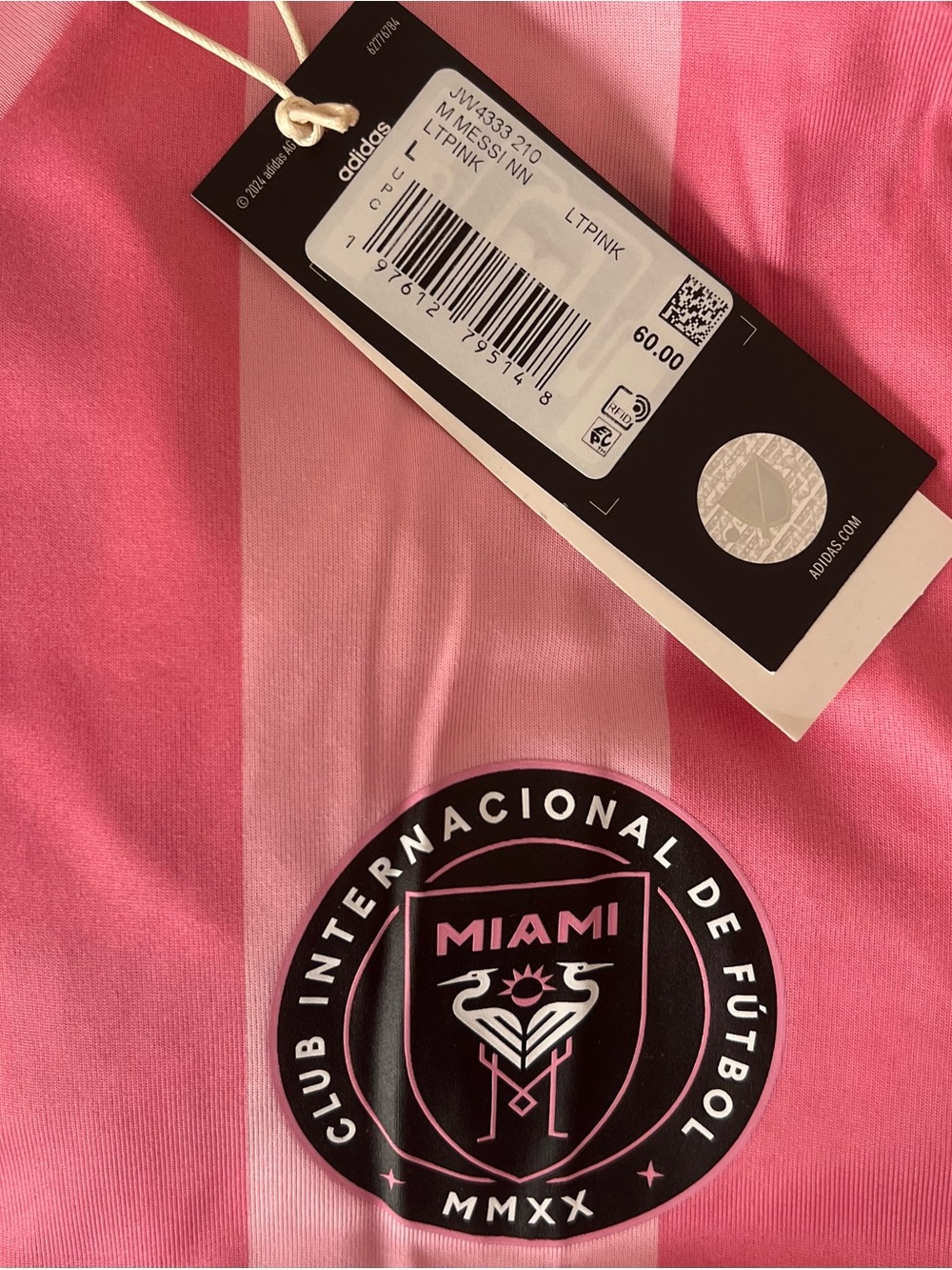 Adidas Men’s  Pink Sz. Large Messi 10 Inter Miami Away Team Fan Soccer Jersey - Picture 4 of 4